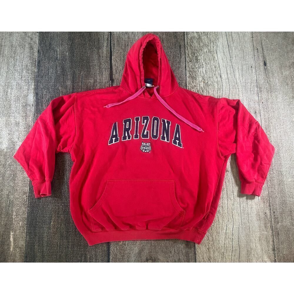 Vintage Arizona Wildcats Hoodie Mens Lg Red Sweatshirt University Team Sweater